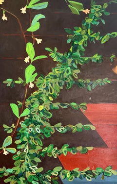 "Studio Climber" - red and green, abstract, pattern, botanical