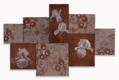 ILLUMINATION - realist painting of orchids and flower patterns on quilted panels