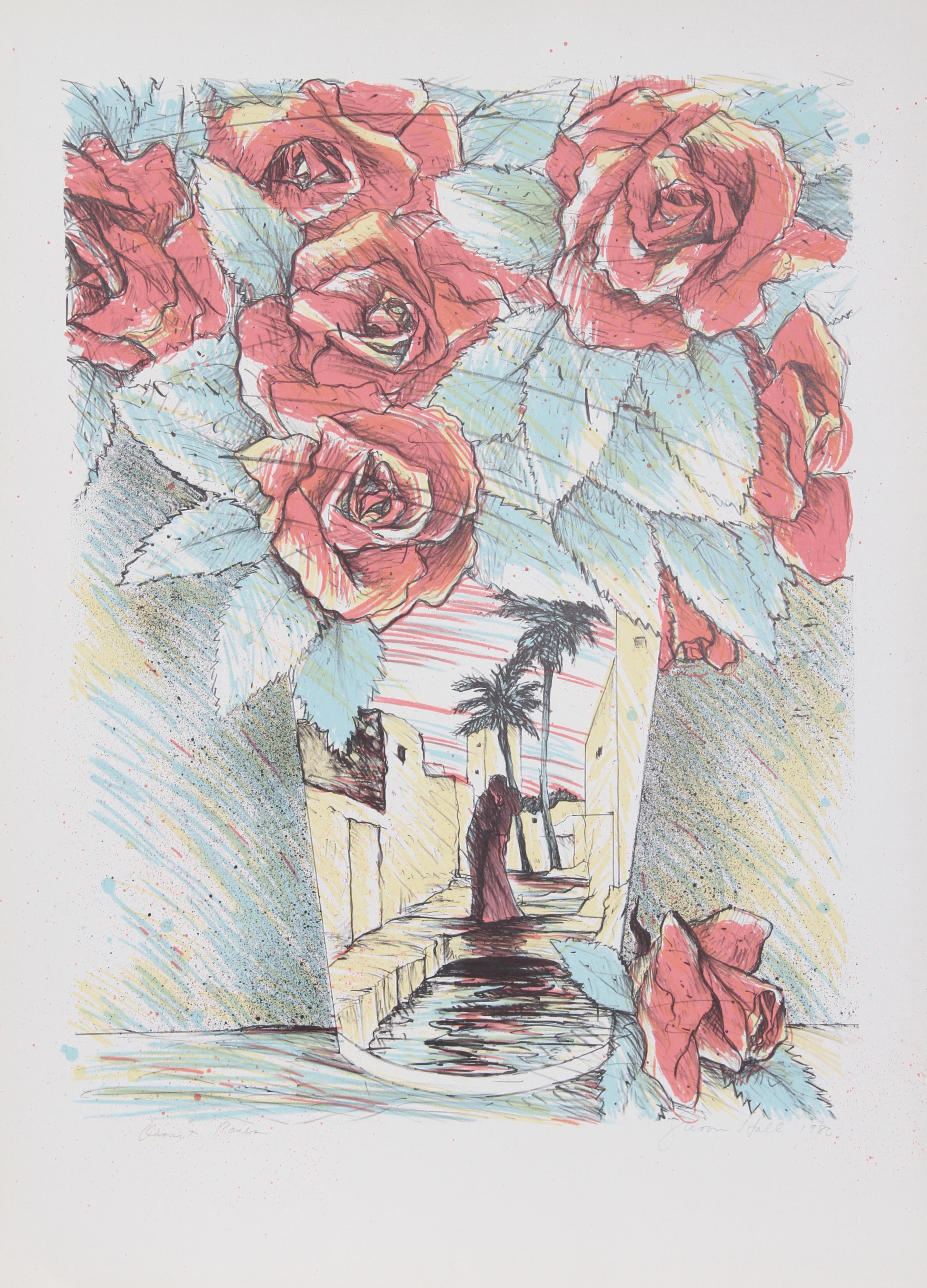 Roses du désert
Susan Hall, Américaine (1943)
Date : 1980
Lithographie, signée et numérotée au crayon
Edition de 175
Taille de l'image : 24 x 18 pouces
Taille : 30 in. x 22 in. (76.2 cm x 55.88 cm)