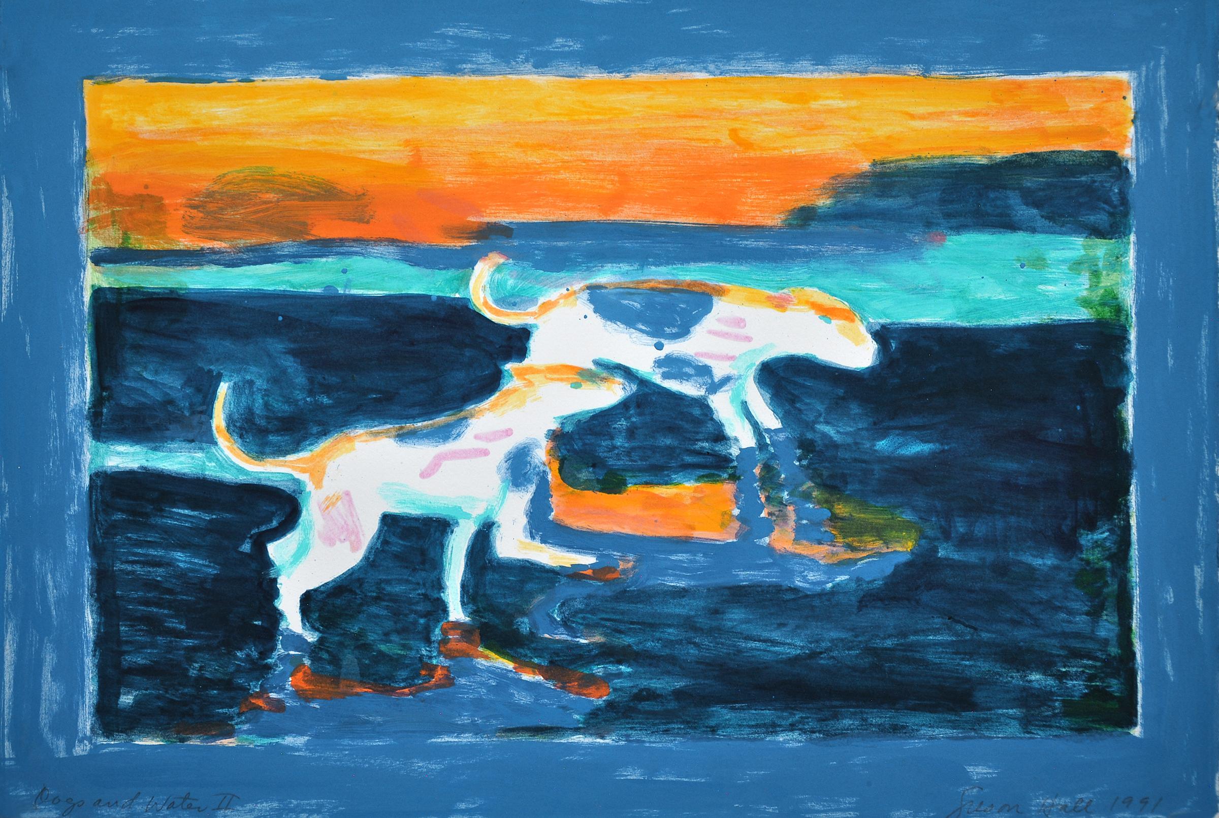 Landscape Print di Susan Hall - "Cani e acqua II"