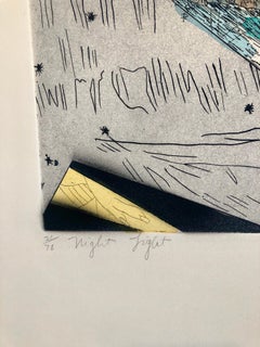 Night Light,  Signed Aquatint Etching California Modernist Woman Artist