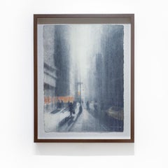 5th St. Hustle (Watercolor Painting, Figures Bustling between NYC Skyscrapers)