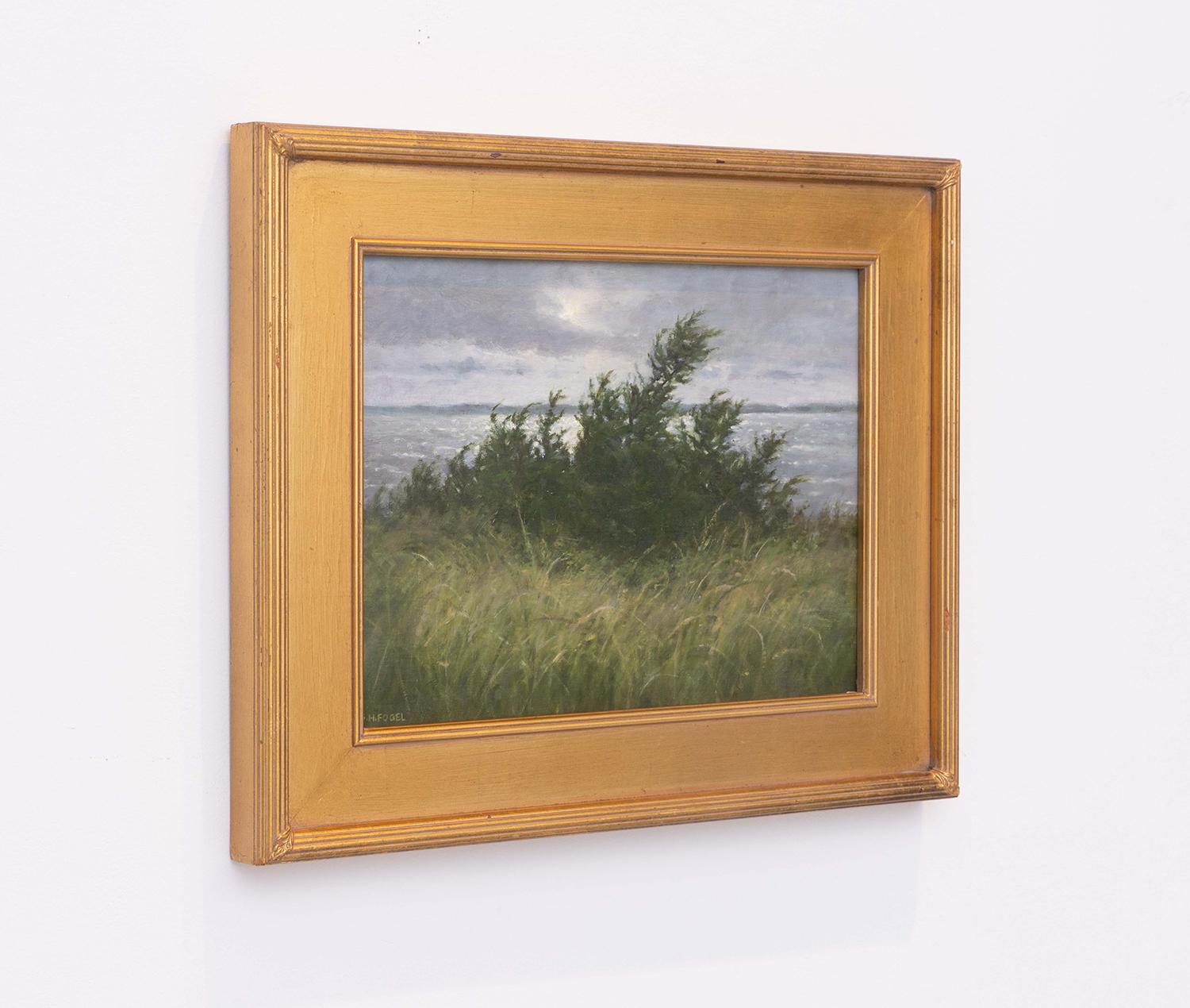 Breezy Morning (Classical Realist Oil Landscape of Louse Point, Hamptons, NY) - Barbizon School Painting by Susan Hope Fogel