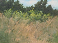 Dune Grasses (Classical Realist Oil Landscape of Beach Grasses, Gold Leaf Frame)