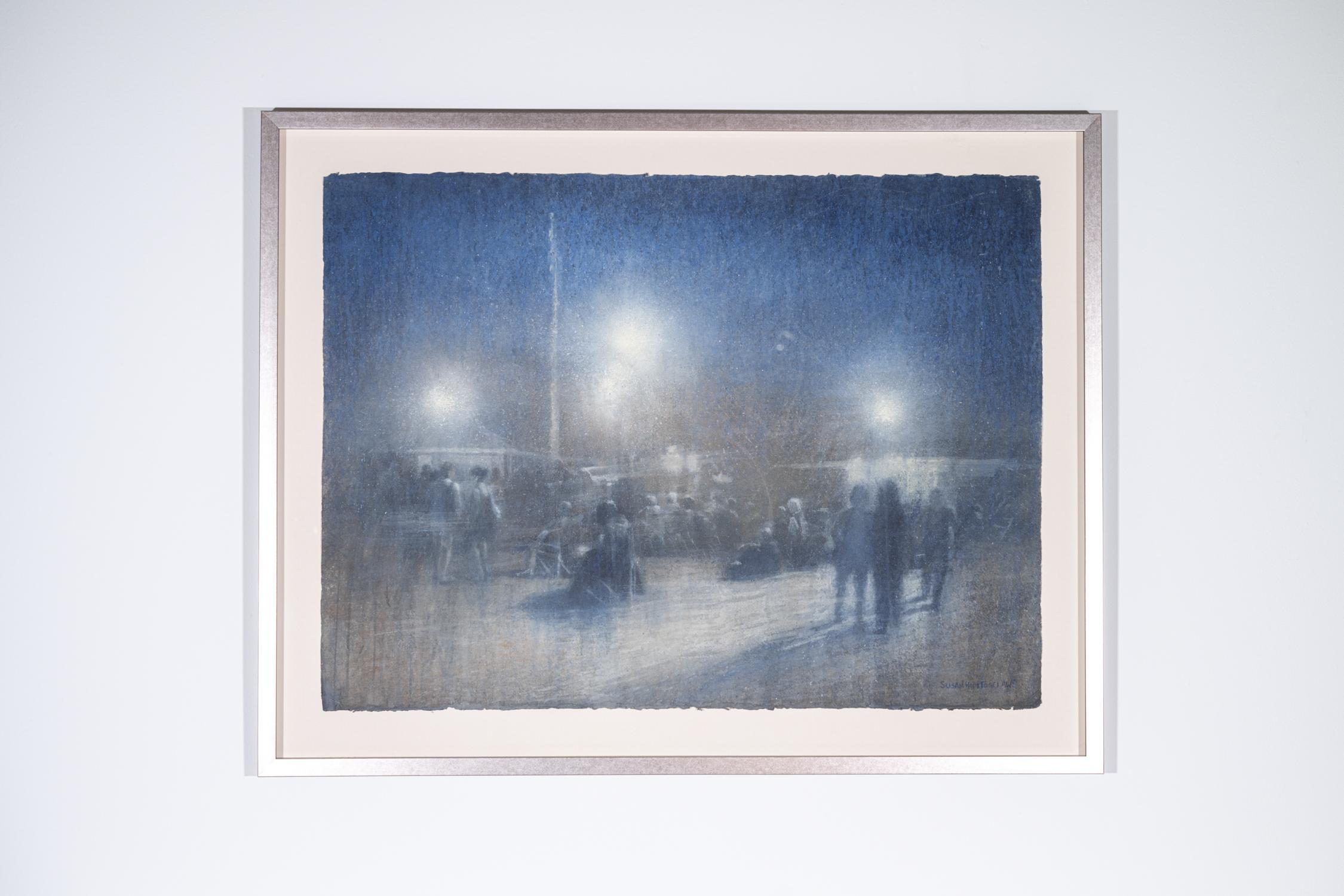 Evening Concert (Expressionist Watercolor of Figures at Outdoor Summer Event) - Contemporary Painting by Susan Hope Fogel