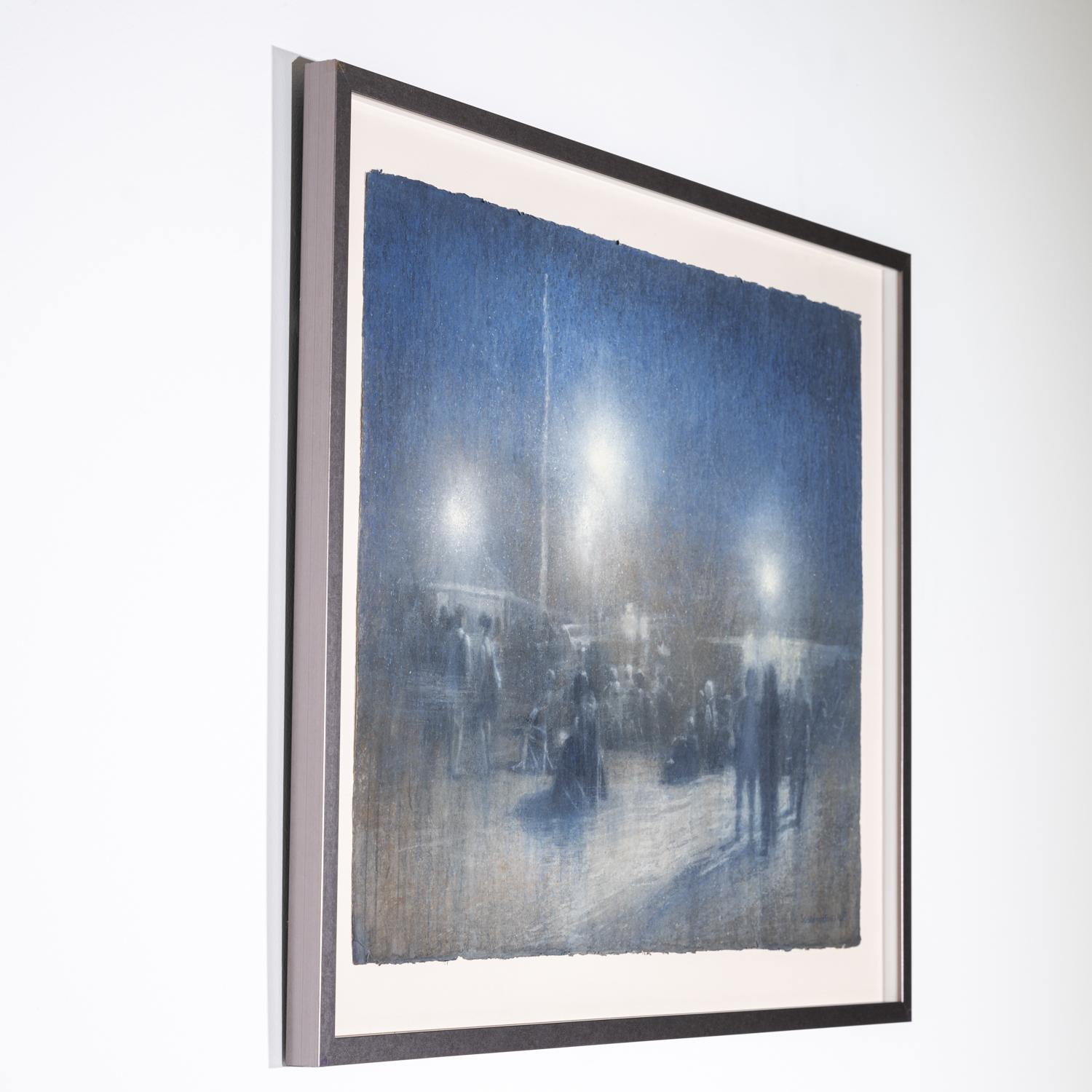 Evening Concert (Expressionist Watercolor of Figures at Outdoor Summer Event) - Gray Abstract Painting by Susan Hope Fogel