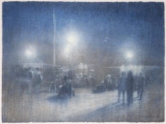 Evening Concert (Expressionist Watercolor of Figures at Outdoor Summer Event)