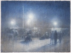 Abendkonzert (Expressionistisches Aquarell von Figuren bei einer Sommerveranstaltung im Freien)