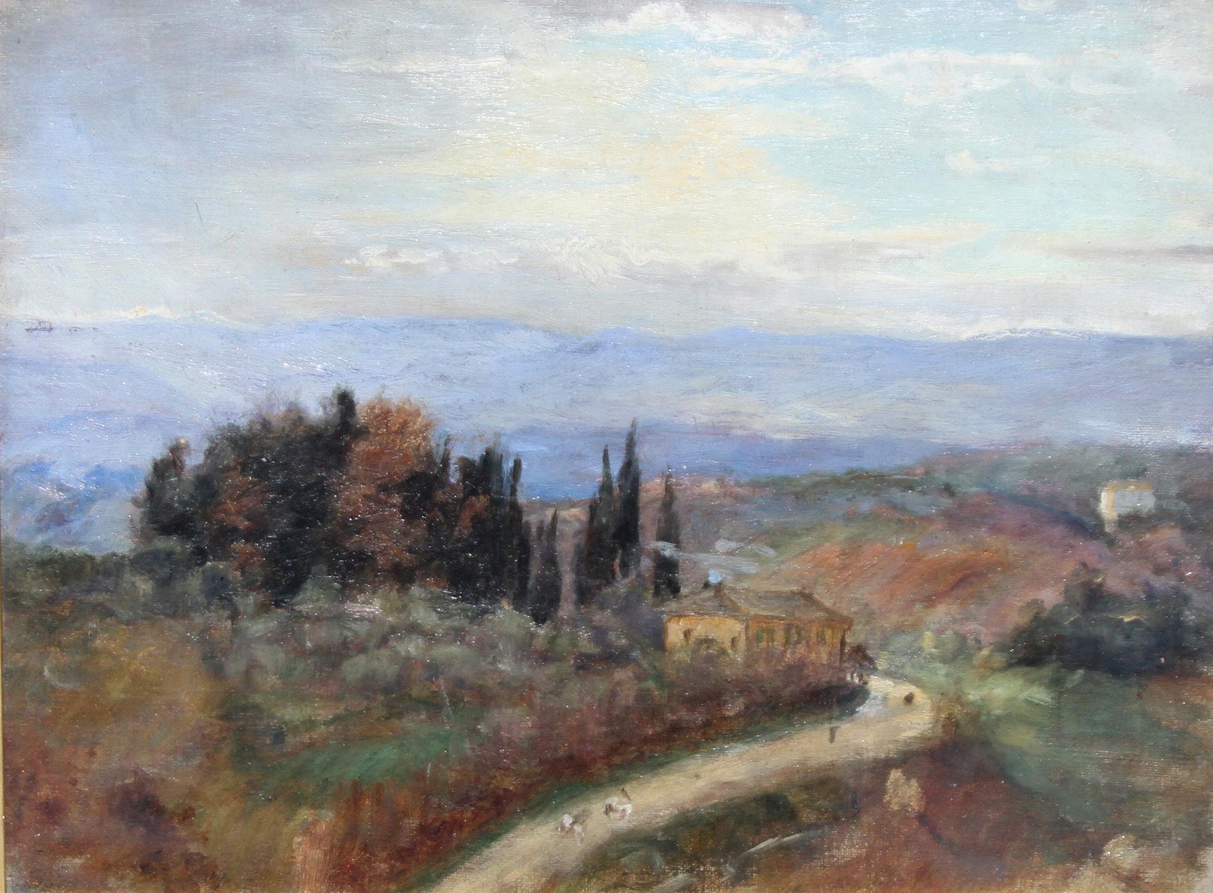Paysage italien - Peinture à l'huile impressionniste britannique du 19e siècle - Artiste féminine  en vente 2