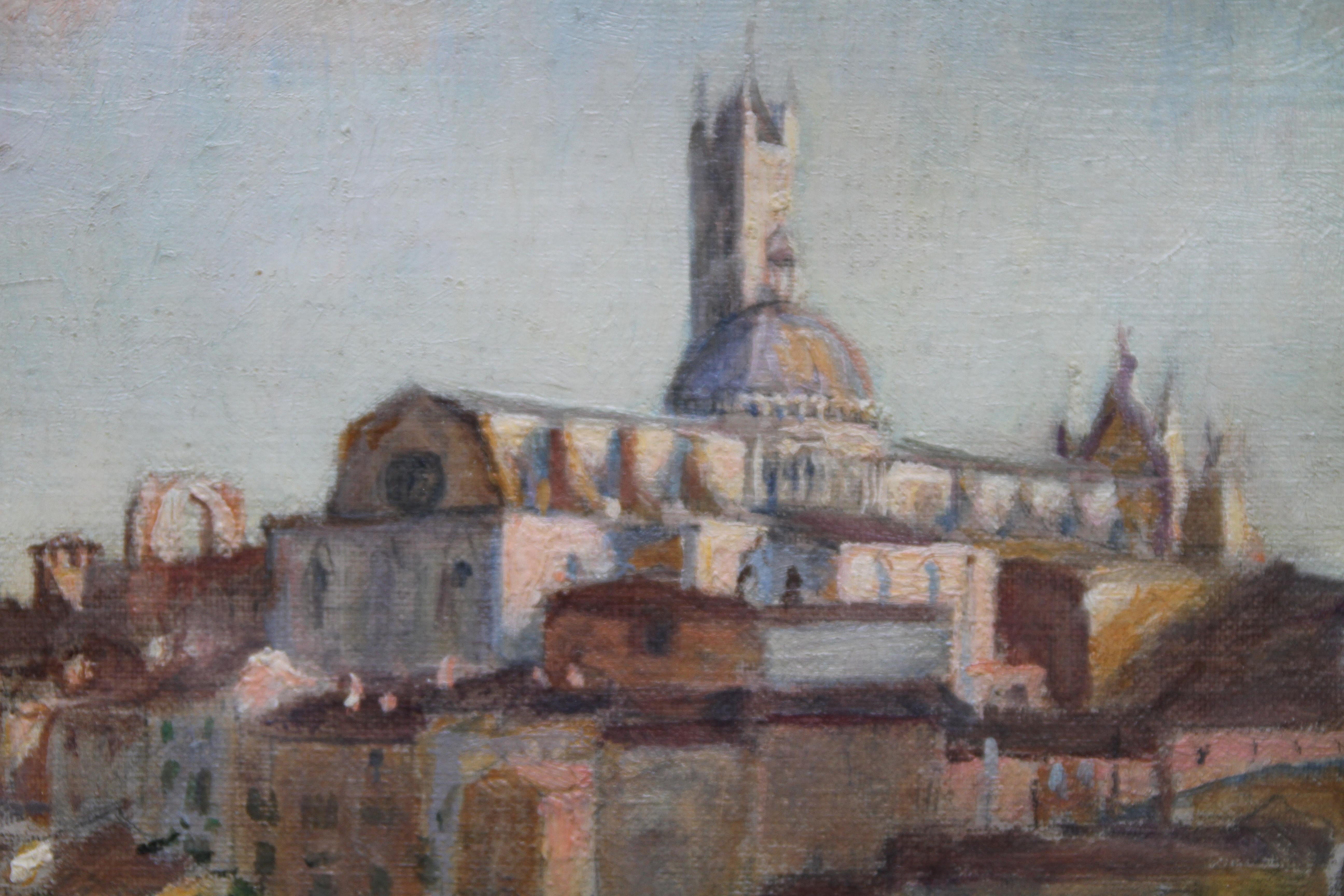Siena Italy - 19thC British Impressionist oil painting cityscape female artist For Sale 1