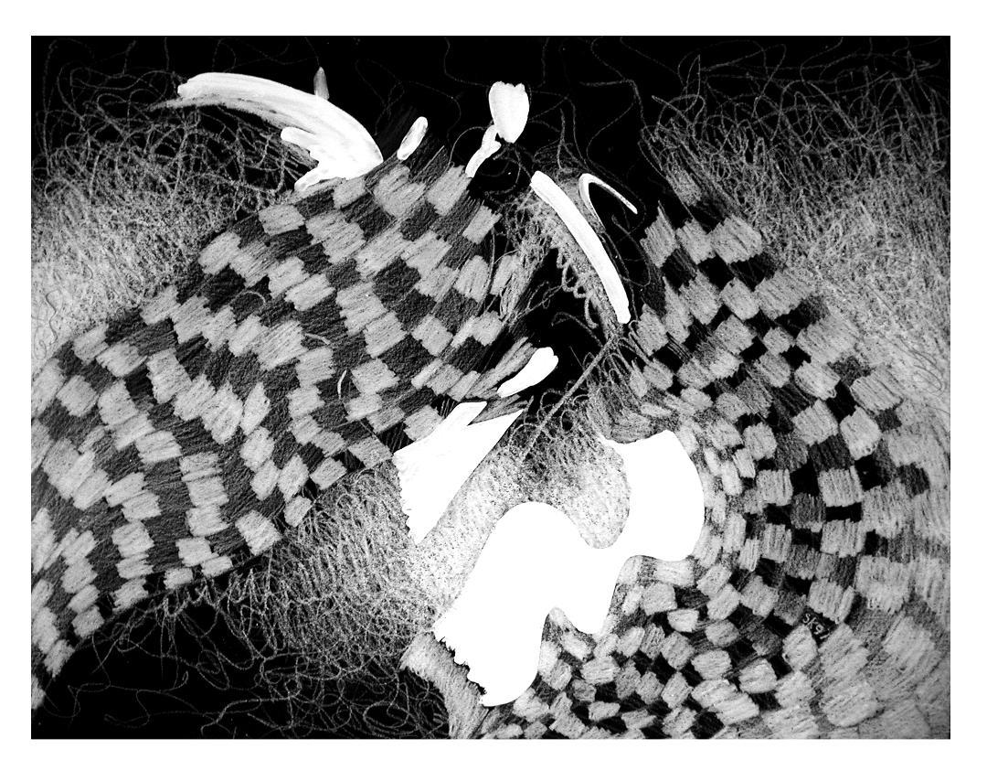Susan Kaprov Abstract Print - White Light Visions#1, monochromatic, black and white patterns 1/10 edition