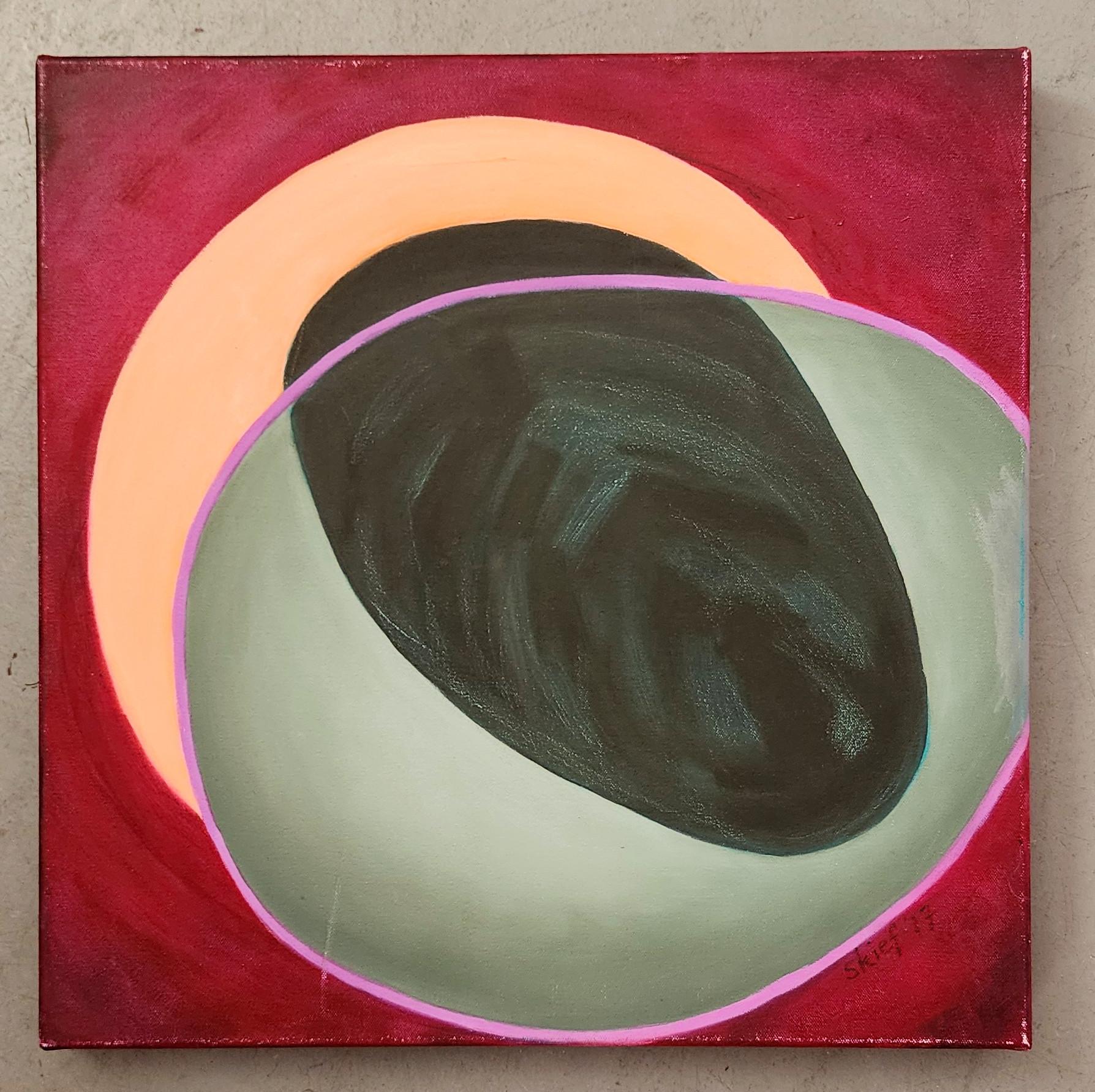 Ossidiana (Geometrica, astratta, gestuale, vibrante) - Abstract Painting Marrone di Susan Kiefer