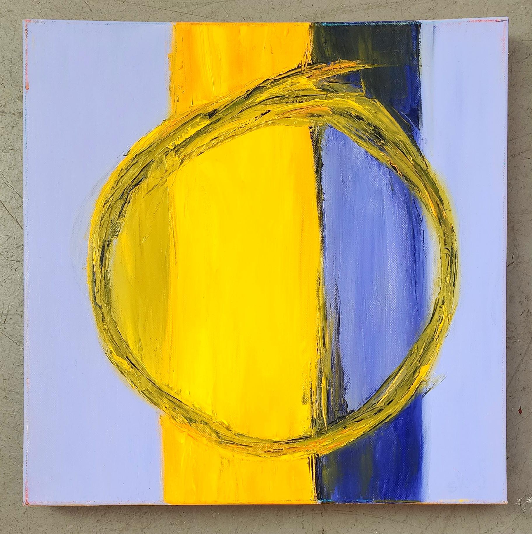Singularity (Geometric, Abstract, Gestural, Vibrant) - Beige Abstract Painting by Susan Kiefer