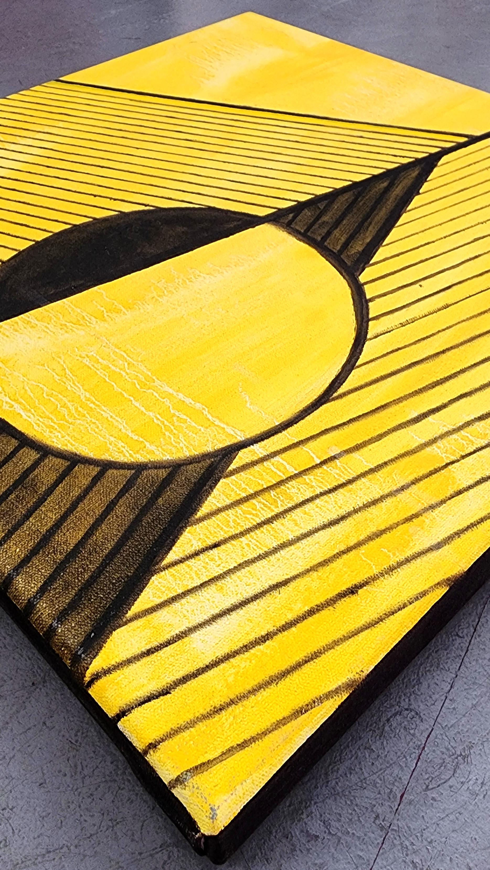 Senza titolo Giallo 02 (Geometrico, Astratto, Gestuale, Vibrante) in vendita 2
