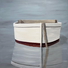 Peinture acrylique sur toile éthérée de Susan Kinsella, Beach, Canoe