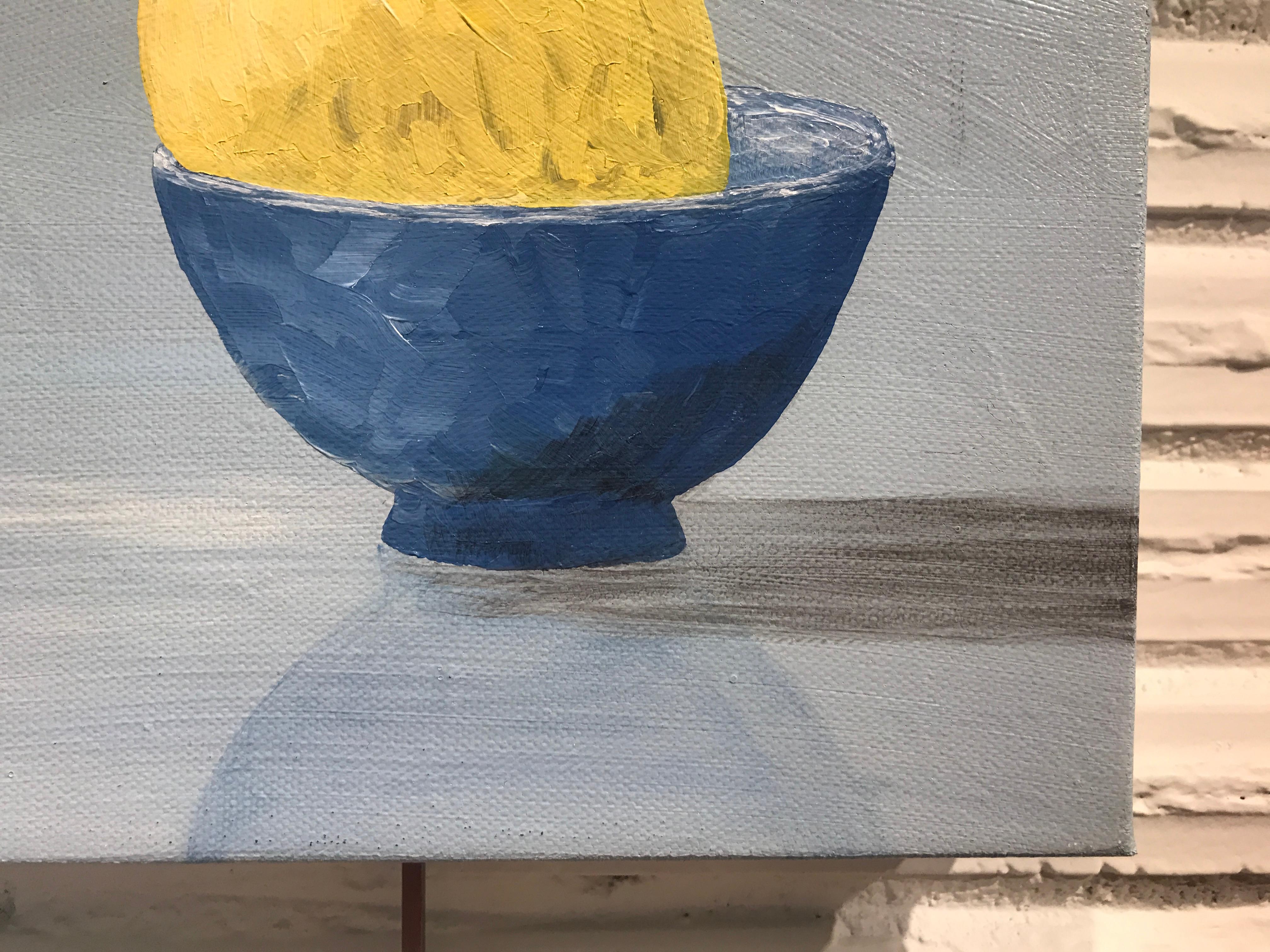 Lemon in Blue, Susan Kinsella Small Contemporary Still-Life Painting 4
