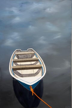 Light Clarified by Susan Kinsella, Boat with Orange Acrylic on Canvas Painting