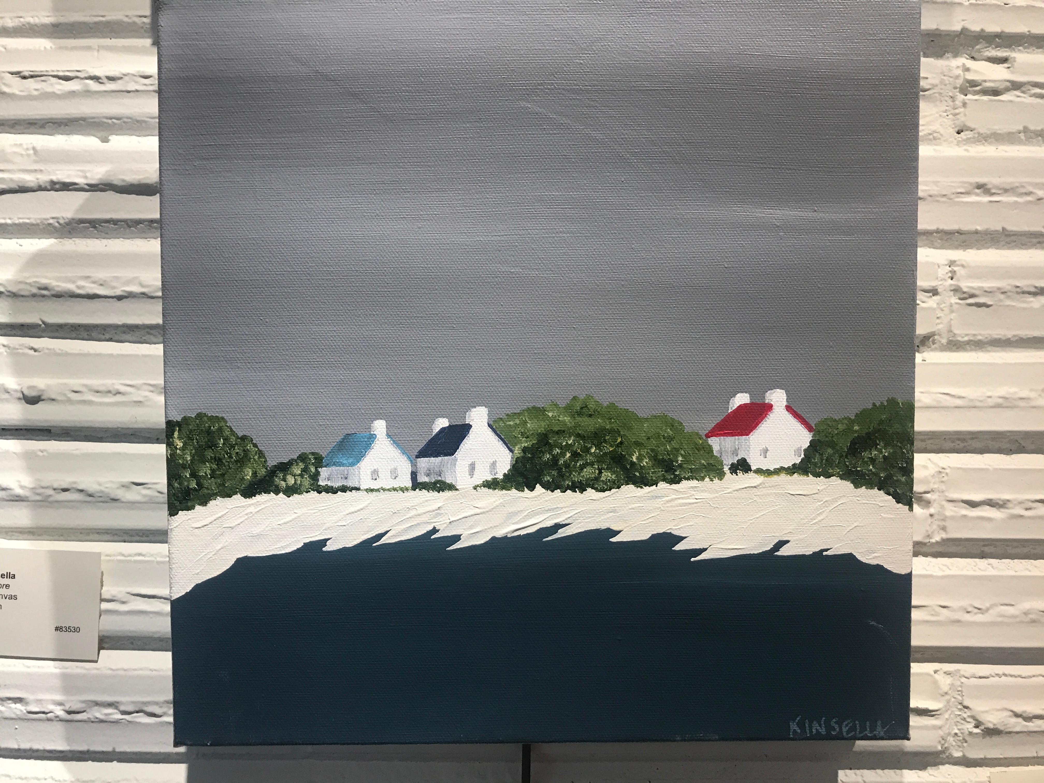 On the Shore by Susan Kinsella, small square contemporary landscape on canvas 2