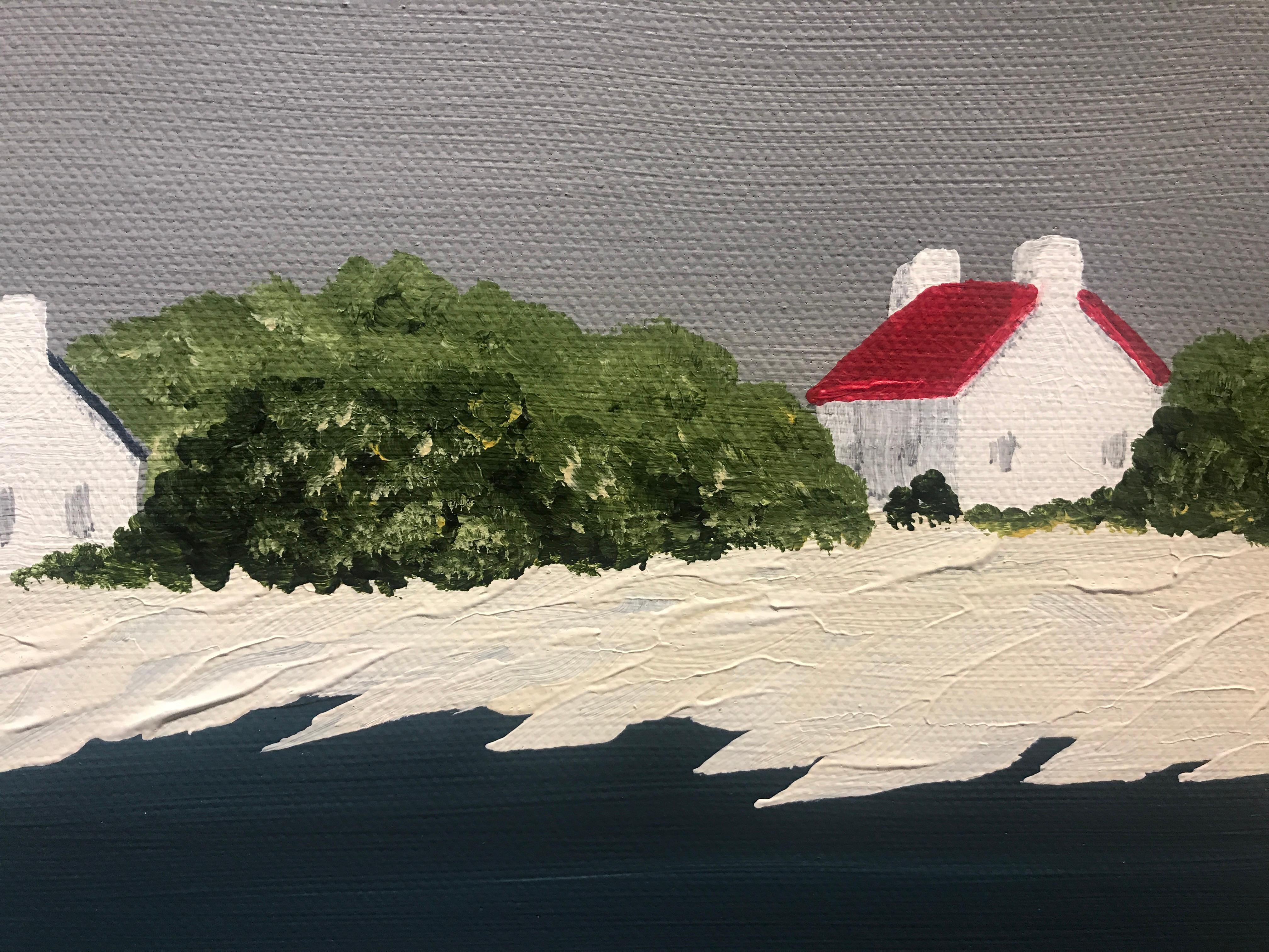 On the Shore by Susan Kinsella, small square contemporary landscape on canvas 4