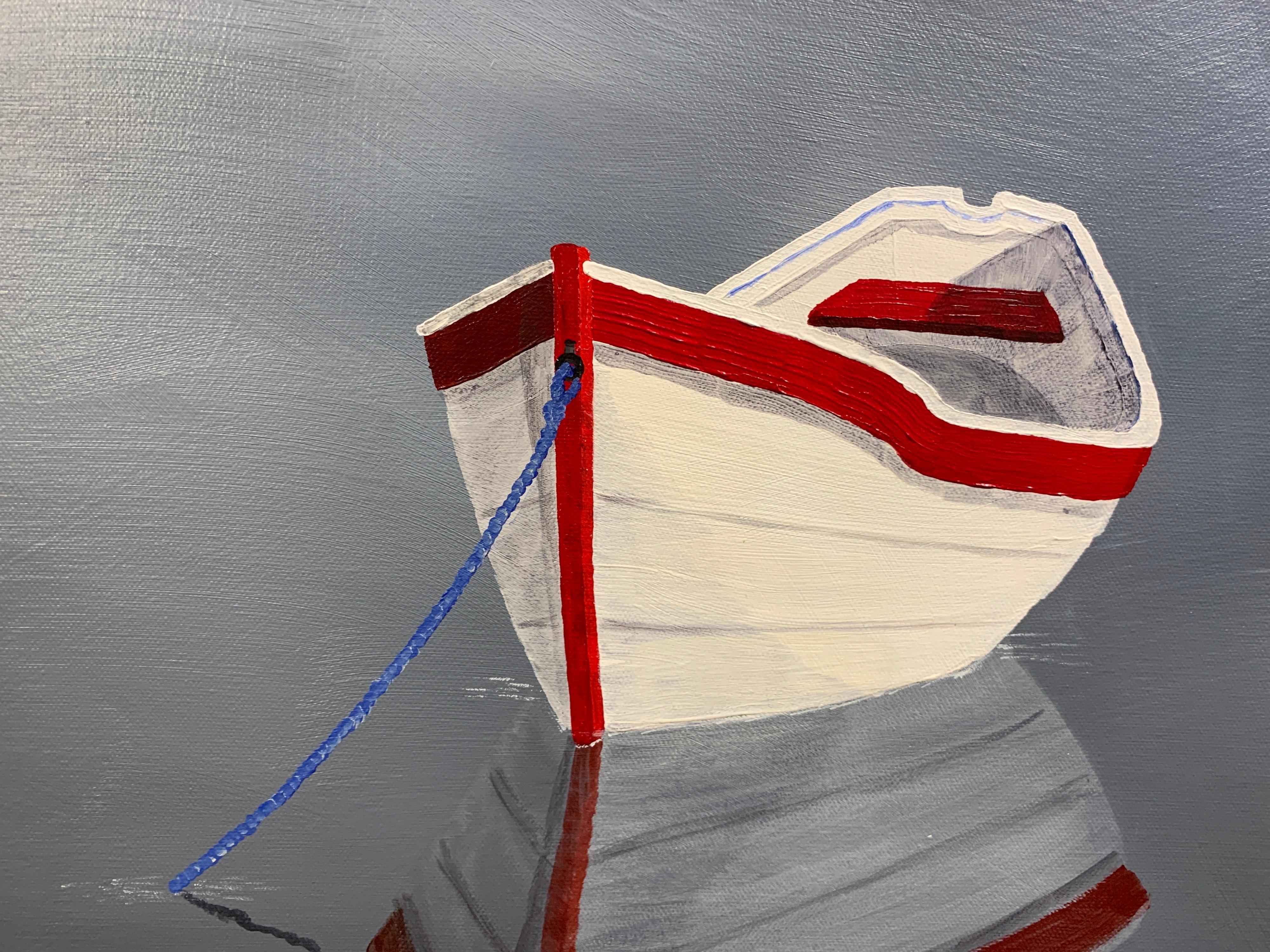Pausing to Reflect by Susan Kinsella, vertical contemporary row boat painting 6