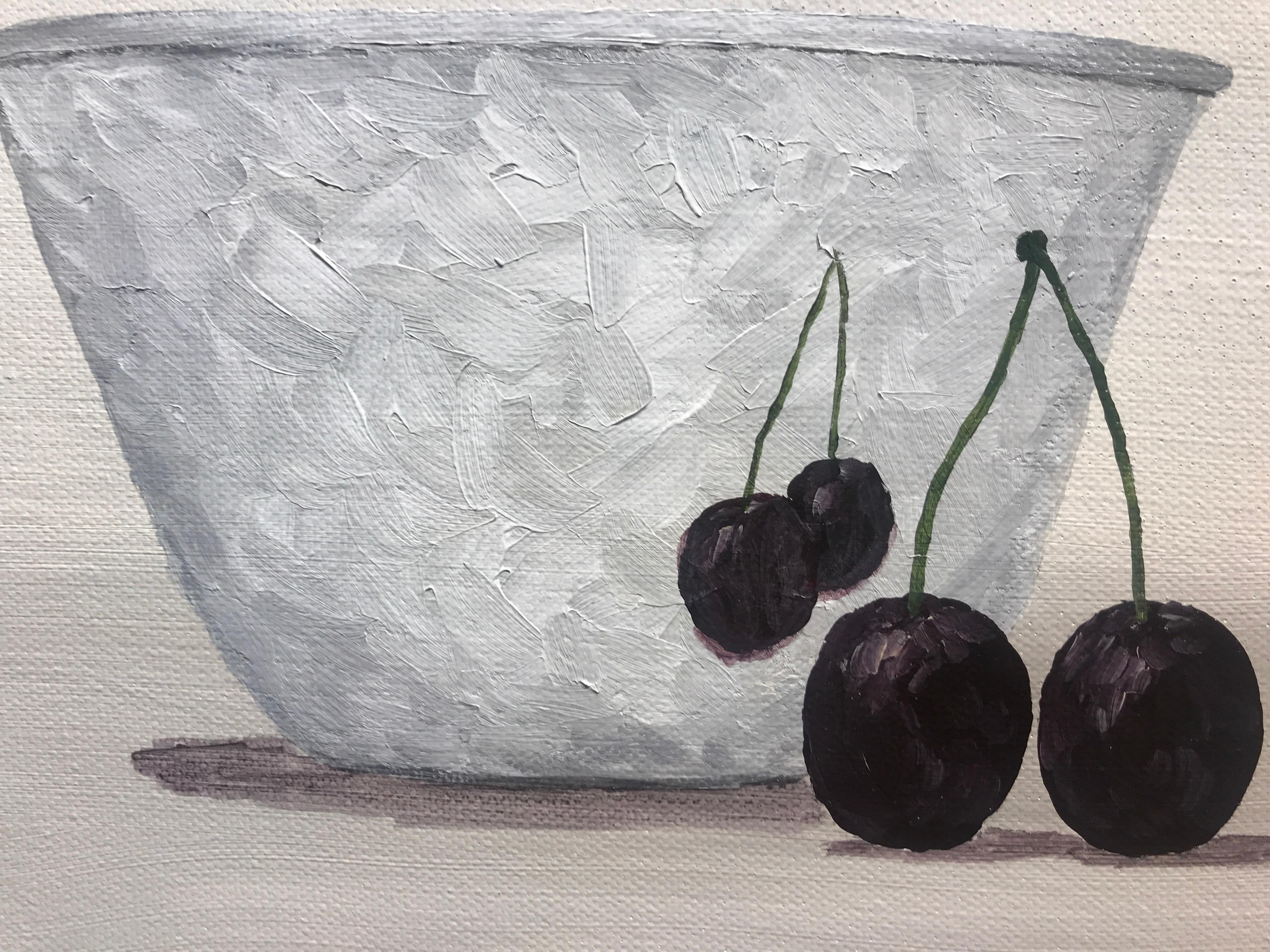 Sterling and Cherries by Susan Kinsella, Small Contemporary Still-Life Painting 3