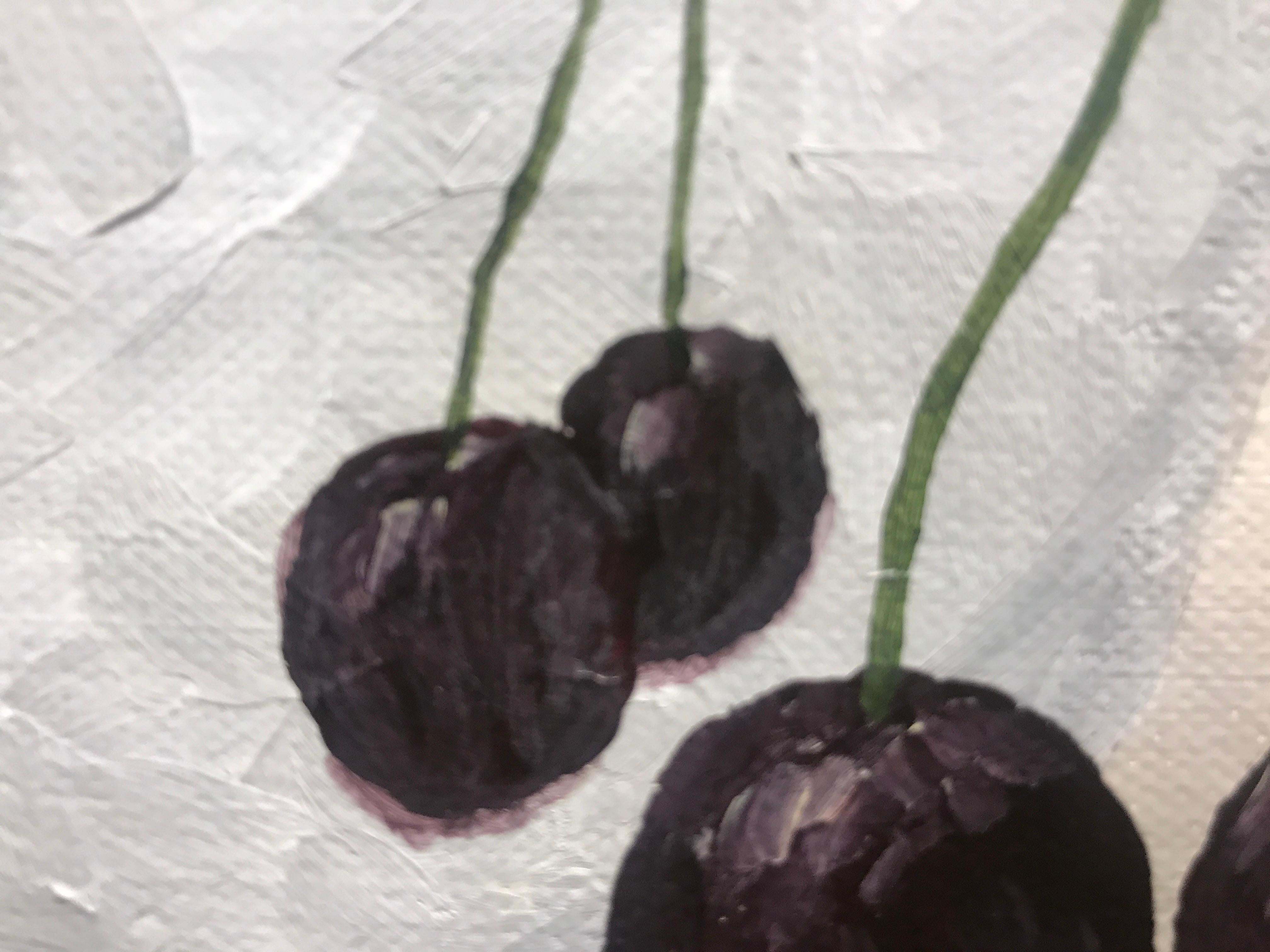 Sterling and Cherries by Susan Kinsella, Small Contemporary Still-Life Painting 5