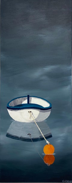 Sunsplashed by Susan Kinsella, Acrylic on Canvas Vertical Boat Painting