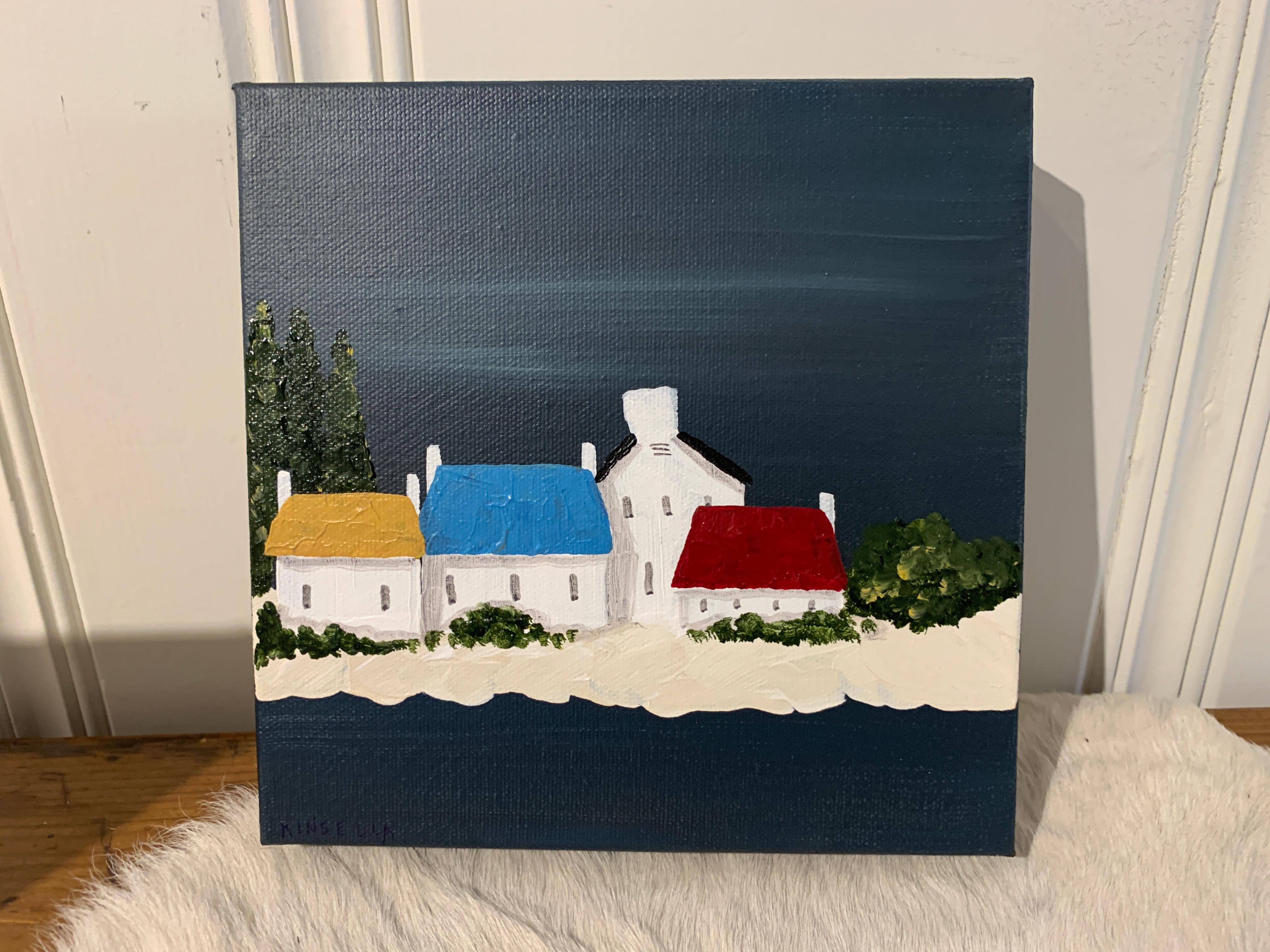 Village IV by Susan Kinsella, Petite Acrylic Contemporary Coastal Painting 5