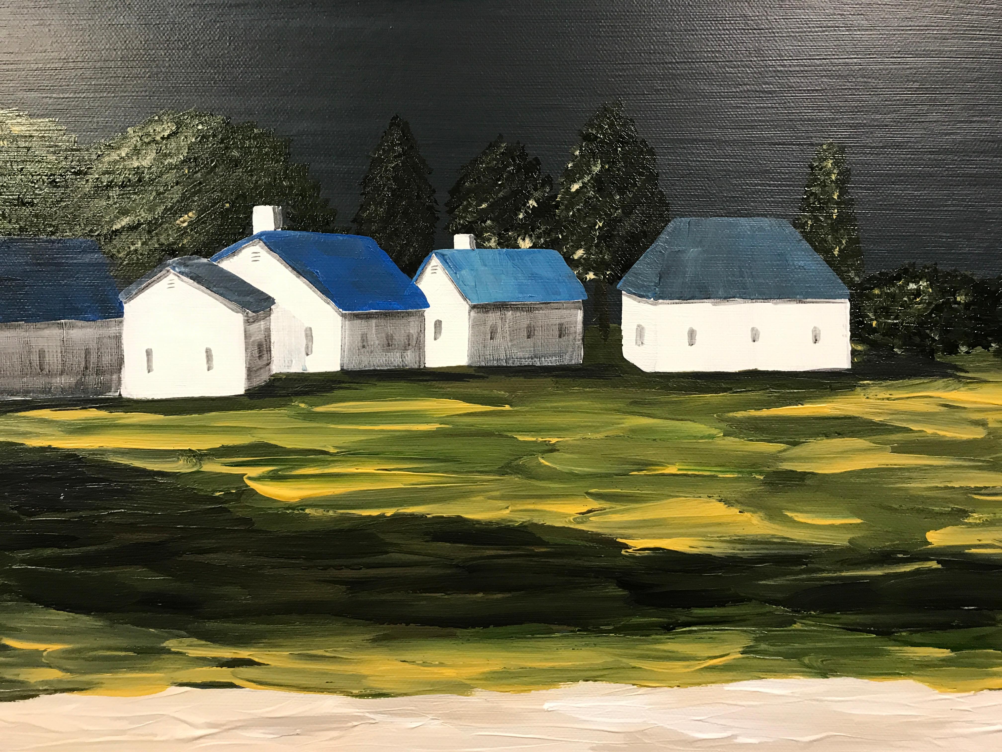 Village on the Green, Susan Kinsella Square Contemporary Landscape Painting 3