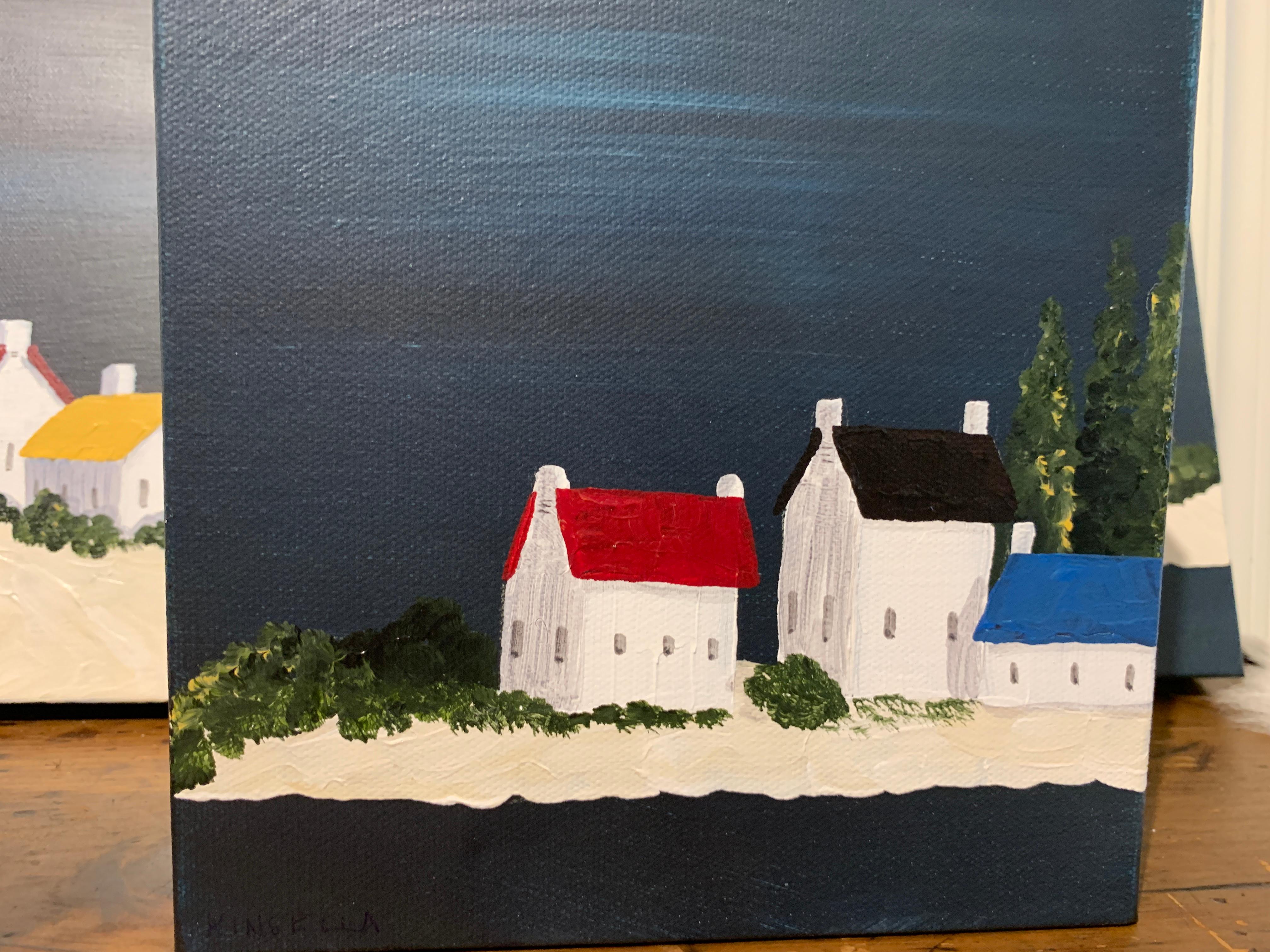 Village VI by Susan Kinsella, Petite Contemporary Acrylic Coastal Painting 5