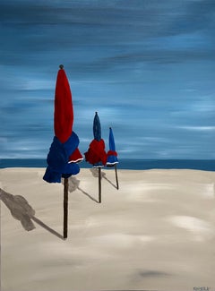 Waiting for Summer by Susan Kinsella, Beach Umbrella Acrylic on Canvas Painting