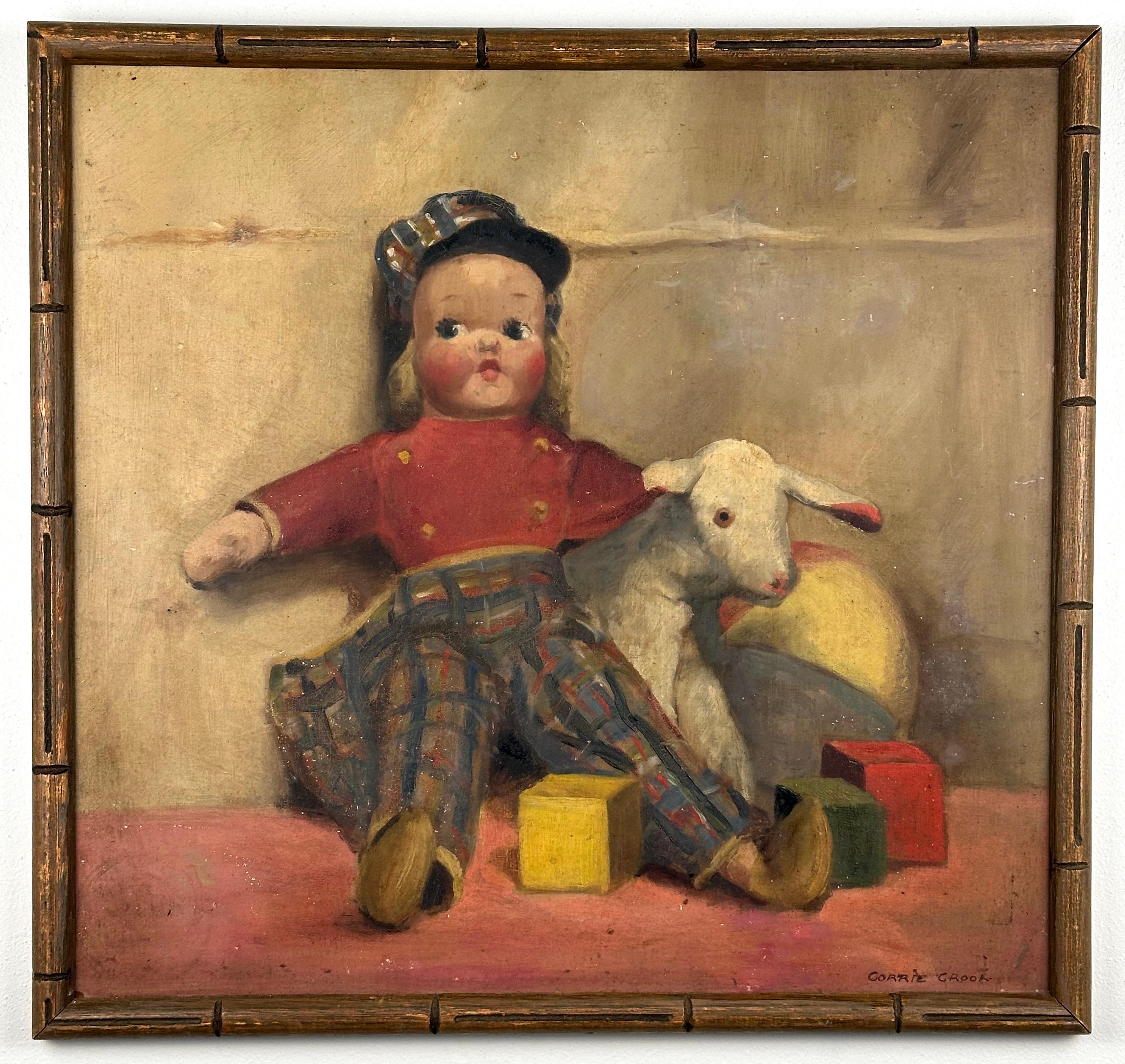 Nature morte impressionniste avec poupée et peluche (Chambre d'enfant)