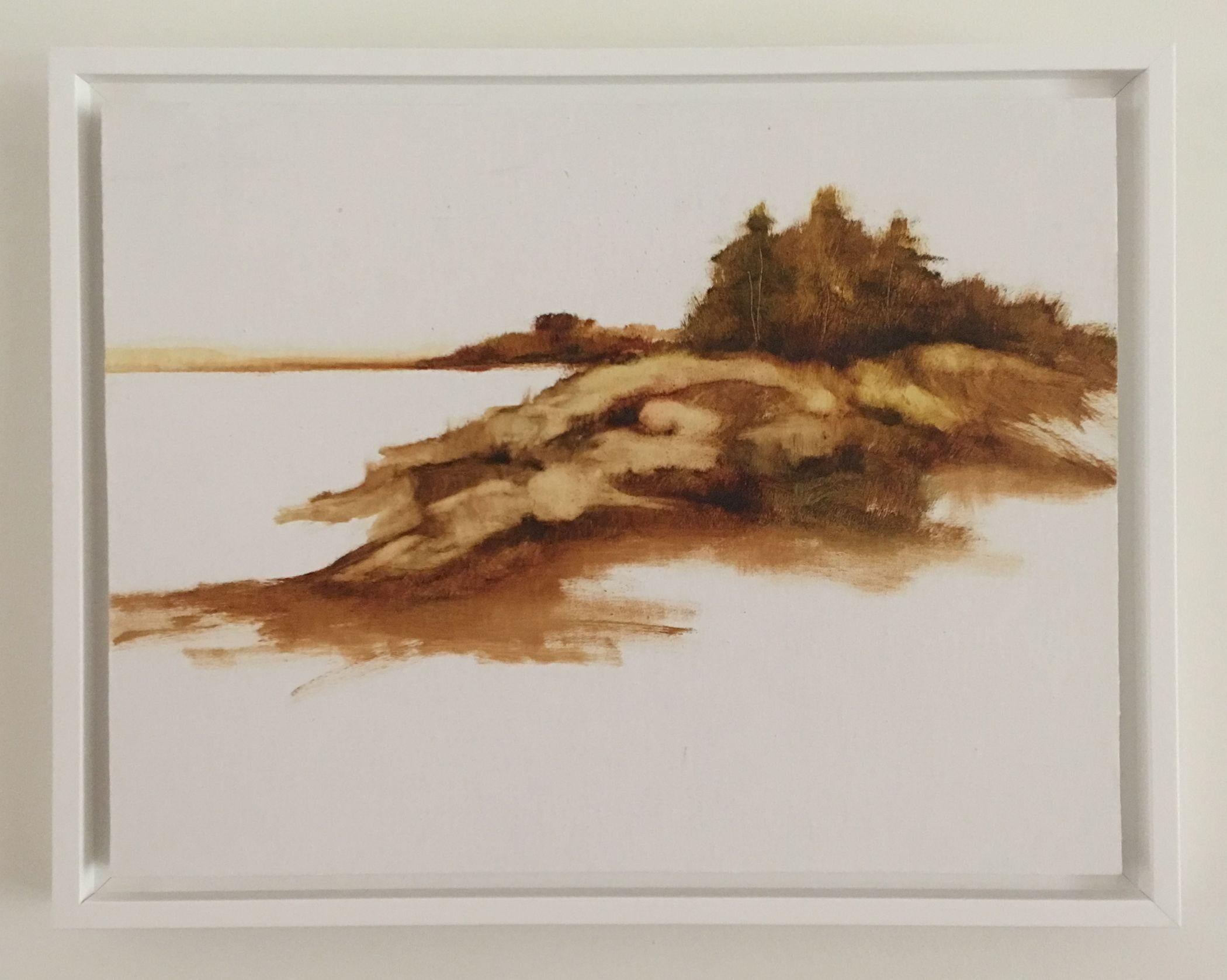 Amber Shore, Pittura, Olio su pannello di Wood - Painting Impressionismo di Susan Leggitt
