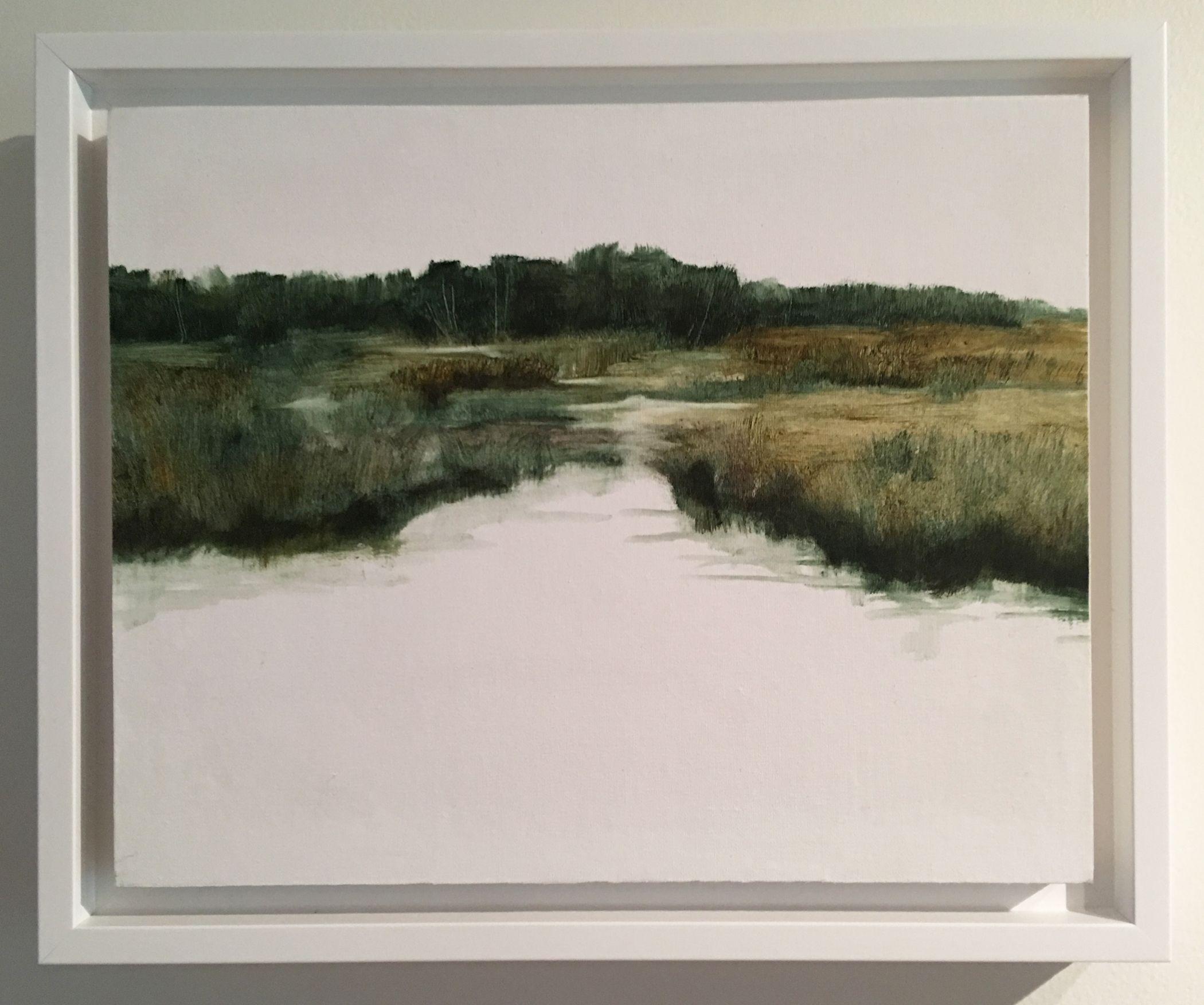 Quiet Morning 2, peinture sur panneau de bois - Impressionnisme Painting par Susan Leggitt
