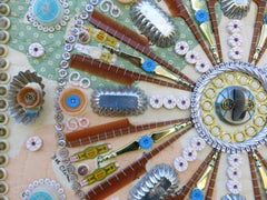 "Mandala di oggetti trovati CXII" - tecnica mista, assemblaggio, disegno, cerchio, ruota