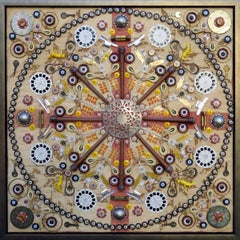 "Found Object Mandala XCII" - tecnica mista, assemblaggio, disegno, cerchio