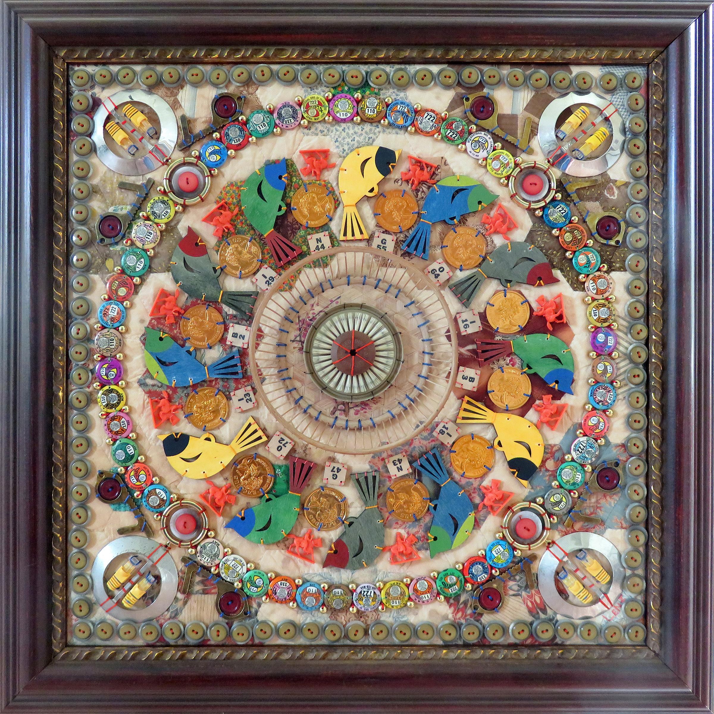 « Mandala CXCII » - techniques mixtes, assemblage, motif, cercle, objets trouvés, couleur - Mixed Media Art de Susan Lenz