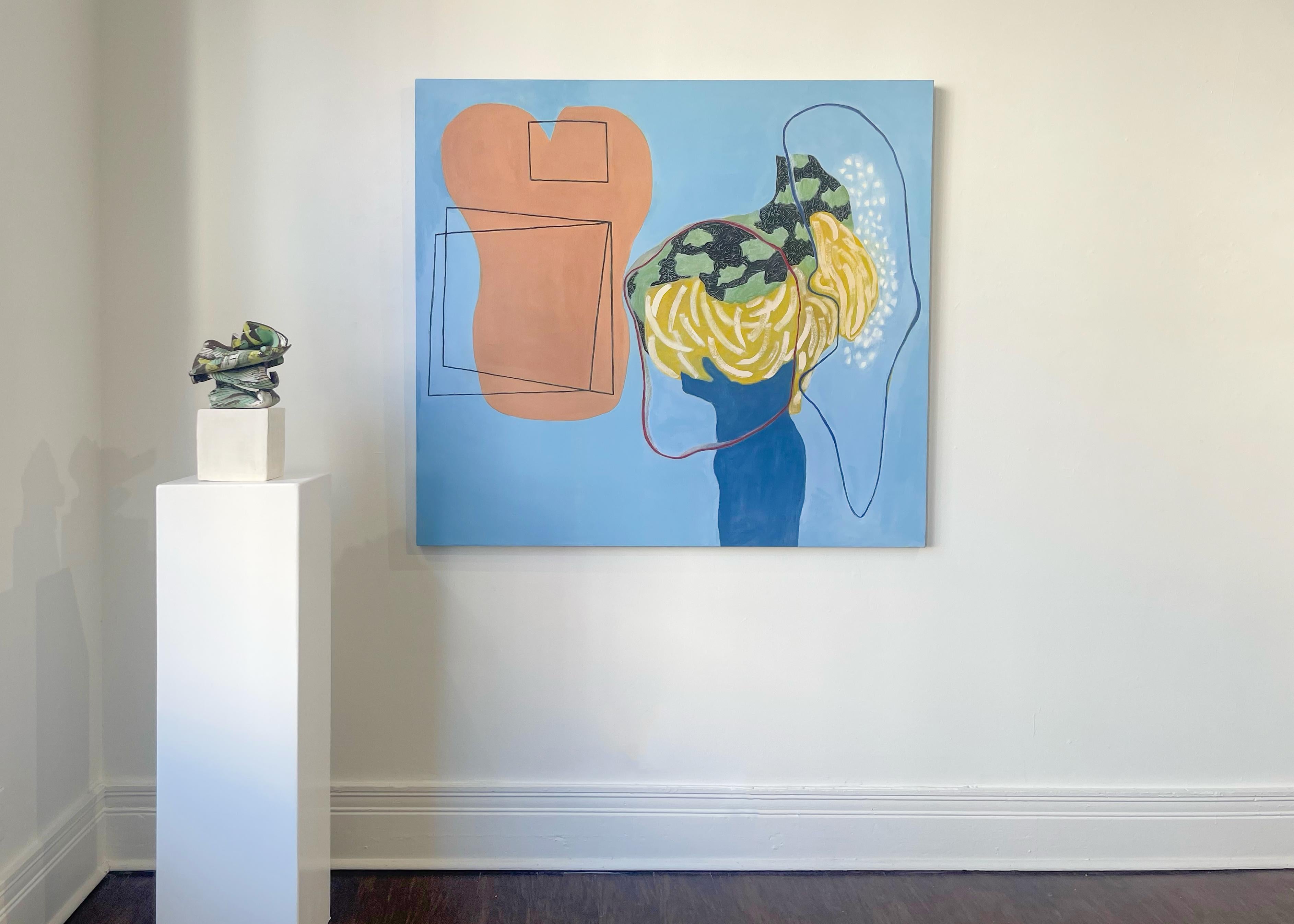 Mapping - Blue Abstract Painting by Susan Lisbin