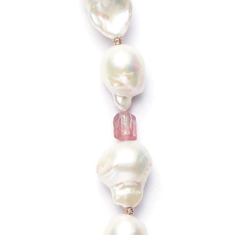 18 inch freshwater baroque pearls with pink tourmalines