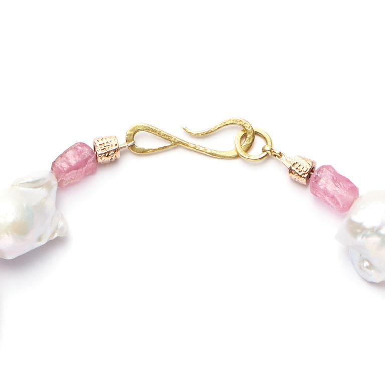 Contemporary Susan Lister Locke Freshwater Baroque Pearls with Pink Tourmalines For Sale