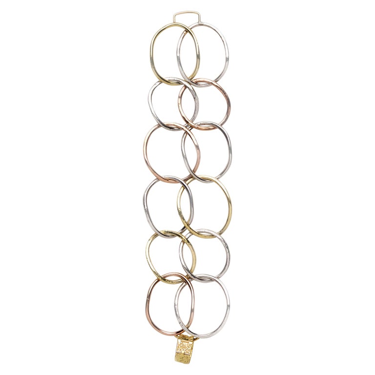 Susan Lister Locke 18k Yellow, 14k Pink Gold and Sterling Silver Link ...