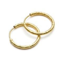 Susan Lister Locke Hand Hammered 20kt Gold Hoop Earrings - 25mm