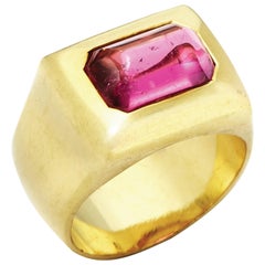 Susan Lister Locke 2.87 Carat Pink Tourmaline set in 18K Gold Greek Signet Ring