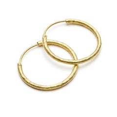 Susan Lister Locke Hand Hammered 20kt Gold Hoop Earrings - 30mm