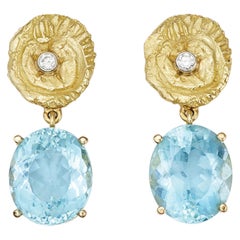 Susan Lister Locke Aquamarine and Star and Sea with Diamond Earrings
