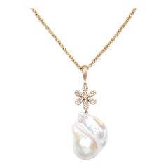 Susan Lister Locke Diamond Daisy with Baroque Pearl Pendant