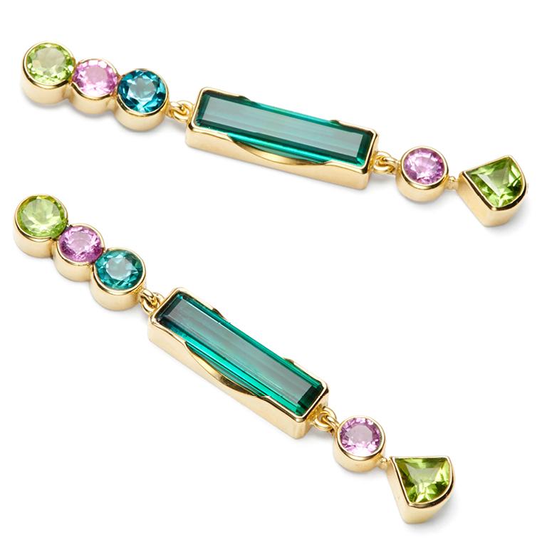 pink and green stone earrings