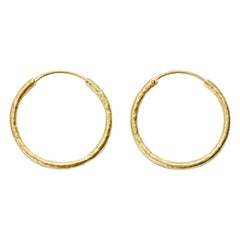 Susan Lister Locke Hand Hammered 20kt Gold Hoop Earrings - 30mm