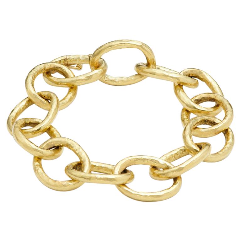 Ippolita Large Hammered Gold Link Bracelet at 1stDibs