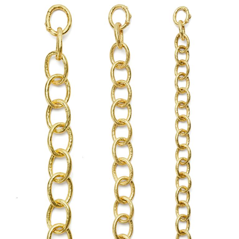 18kt small link hammered chain